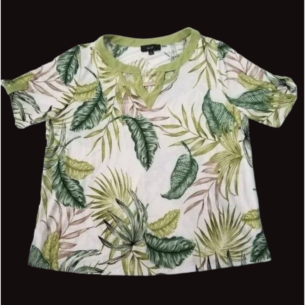 Naif Tropical Leaf Blouse Green 1X